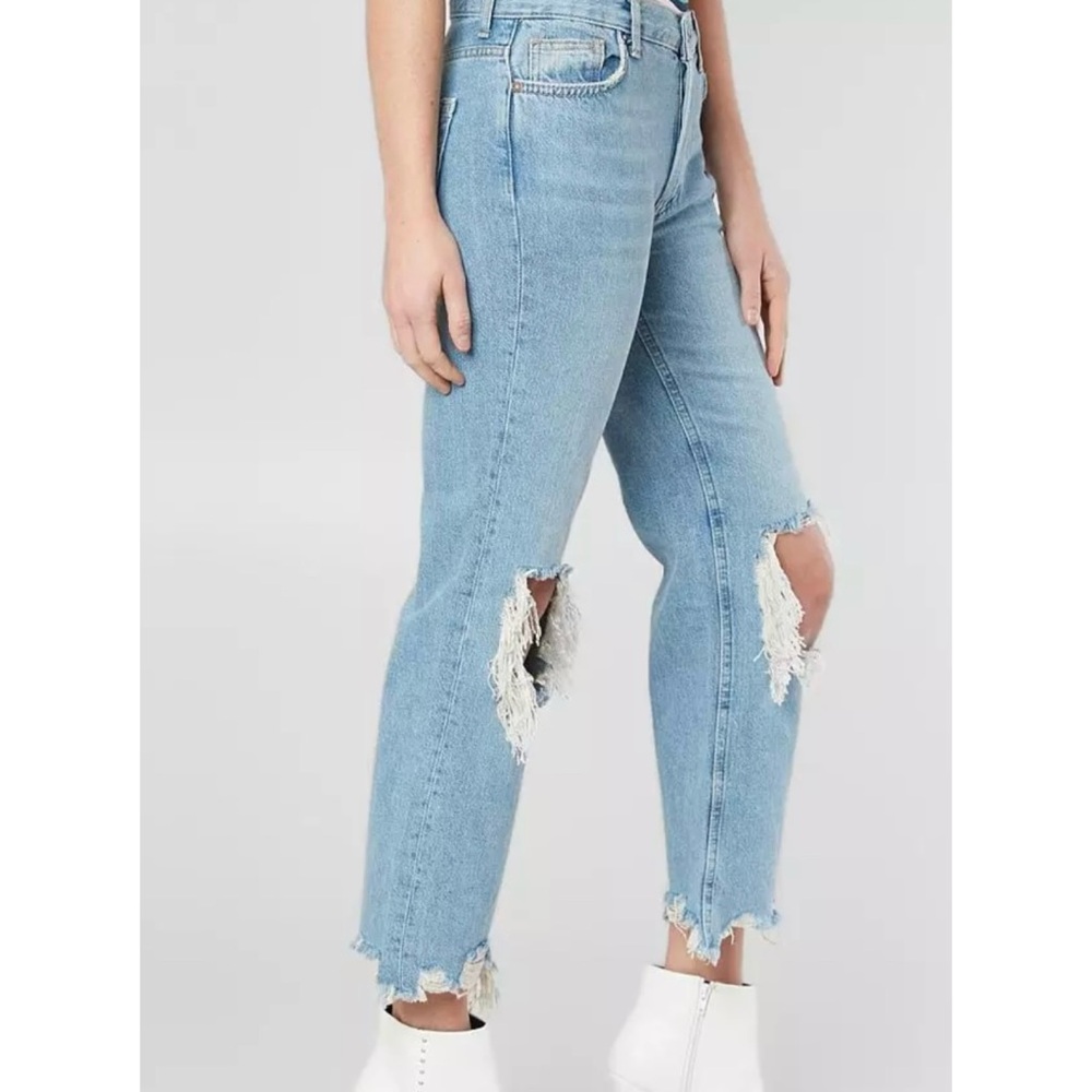 We The Free Maggie Mid Rise Straight Distressed Jeans in Light Stone - Picture 3 of 16
